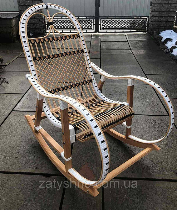 Кресло качалка белая с ротанга Киев - изображение 1