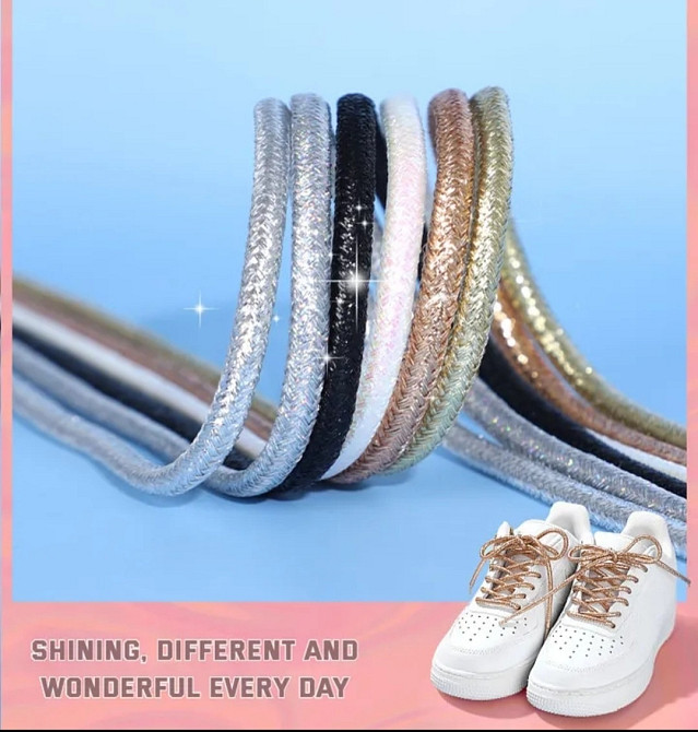 Шнурки блискучі глітерні Білий Смела - изображение 2