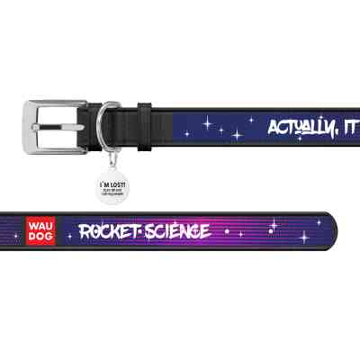Ошейник для животных WAUDOG Design "Космос. Ракетостроение" Ш 20 мм Д 29-38 см черный (0020-0124-01) Винница