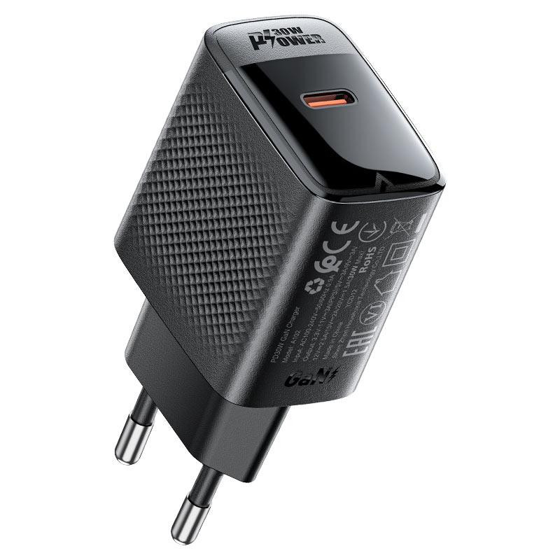 Мережевий зарядний пристрій ACEFAST A102 PD30W GaN single USB-C charger (EU) Black Одеса - фото 1