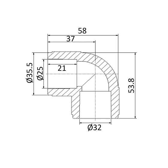 Куточок PPR Blue Ocean редукційний 32х25, 90° Київ
