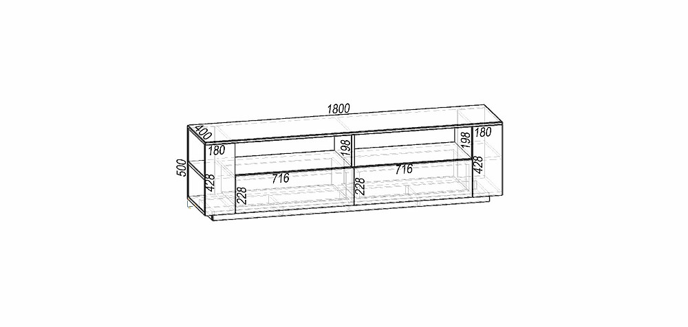 Тумба TV №4, Дуб Сонома, 1800/400/500 Львов - изображение 2