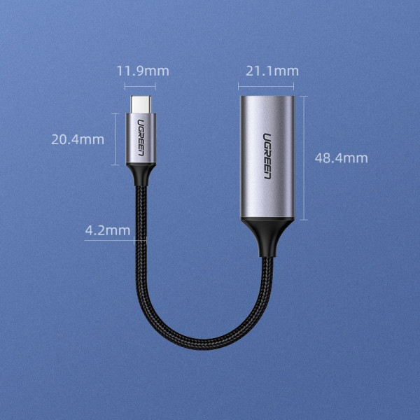 Перехідник USB 2.0 Type C --> HDMI V2.0 4K@60Hz 10 См CM297 UGREEN Сірий (70444) Київ - фото 8