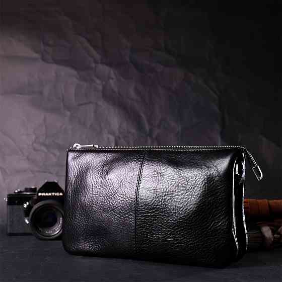 Якісний жіночий клатч із натуральної шкіри GRANDE PELLE 11658 Чорний Київ