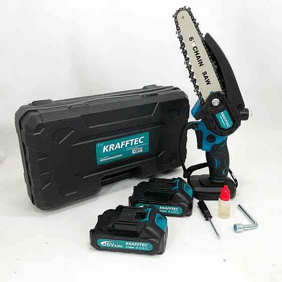 Пила електрична для заготівлі дров Krafftec 15 см, Пилка на батарейках для обрізки гілок JA-52 Львів