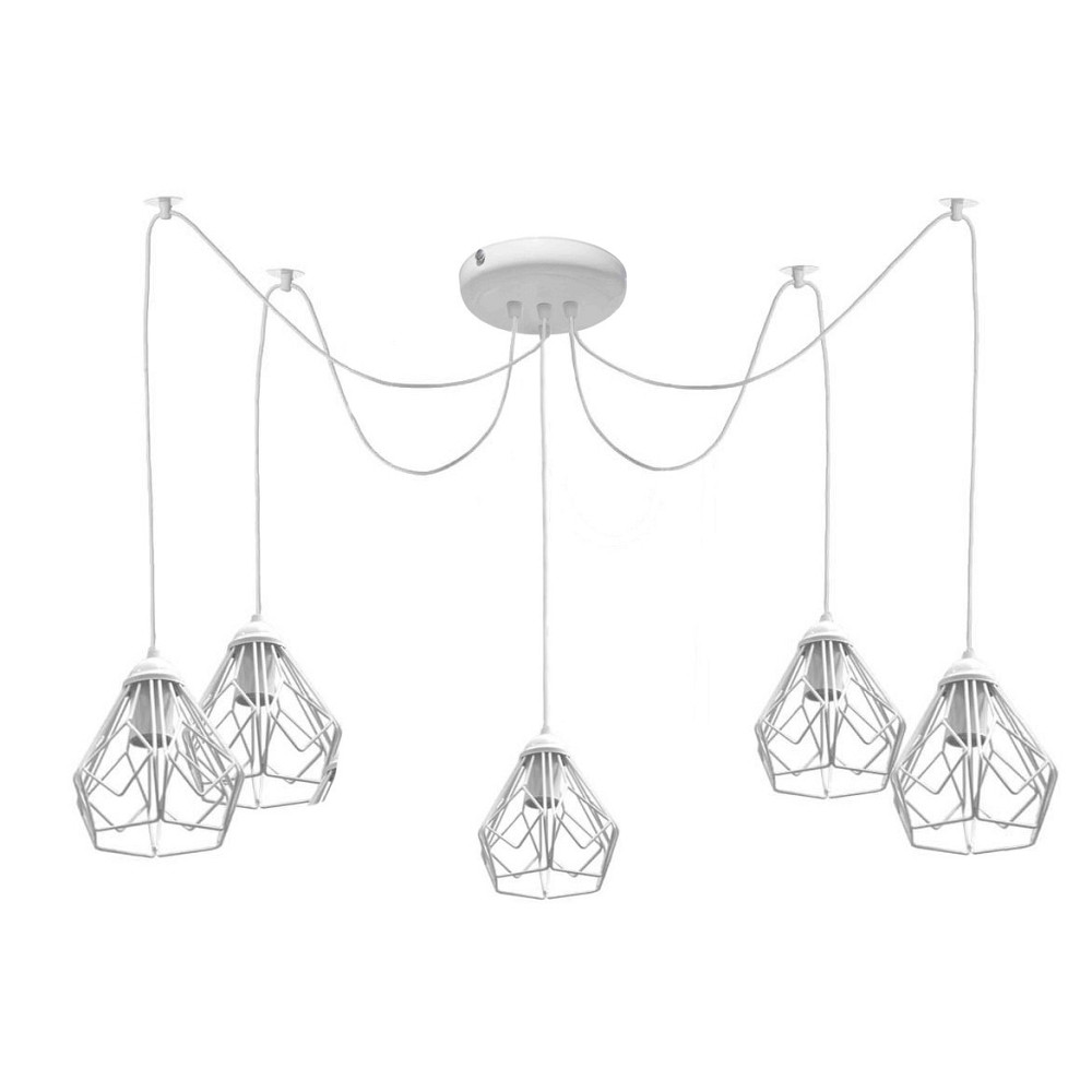 Подвесная люстра паук лофт 5 ламп Е27 белая Milan NL 538-5 W Одесса - изображение 1