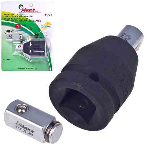 Перехідник ударний 3/4"Mх 1/2"F зі змінним квадратом (86884) HANS Одеса