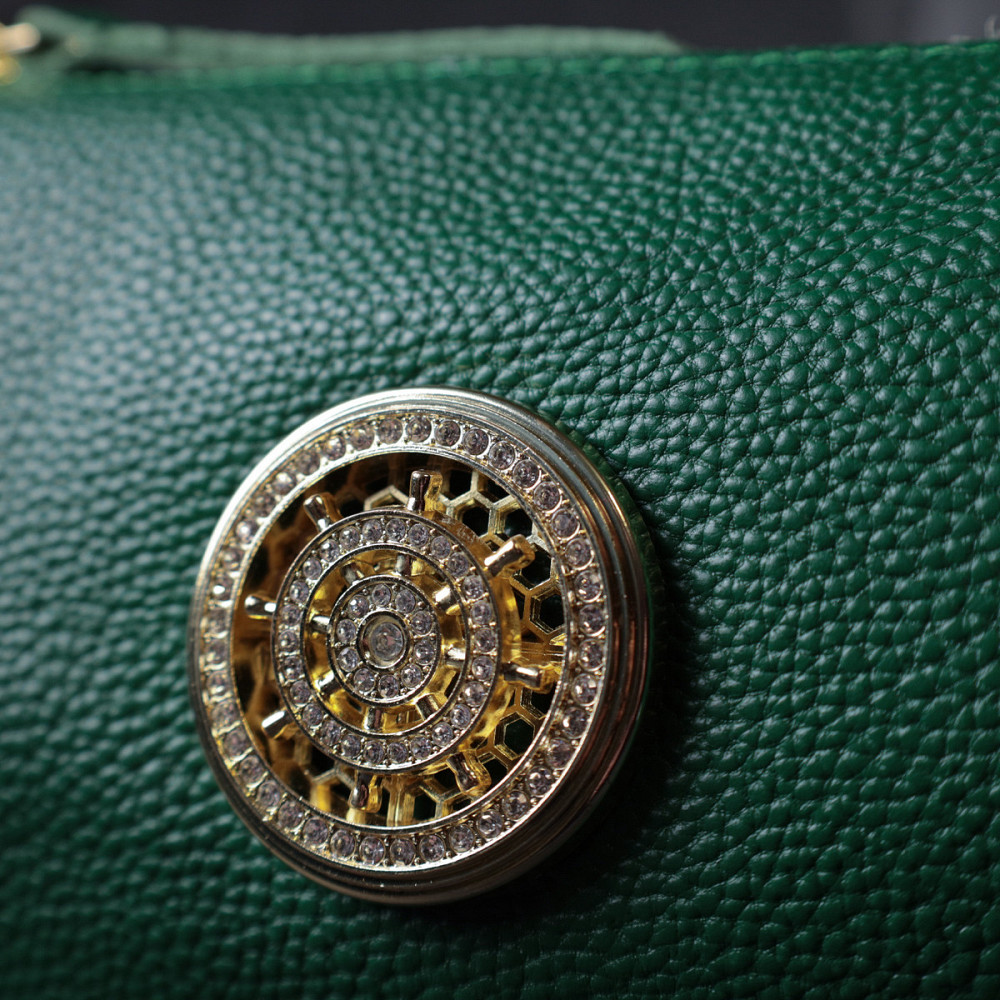 Женская сумка с оригинальным украшением из натуральной кожи Vintage 22261 Зеленая Киев - изображение 9
