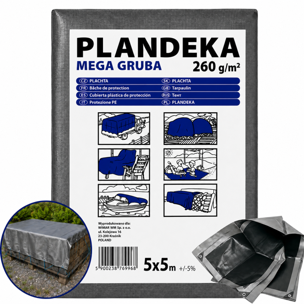 Тент 260 г/м2 5х5м "PLANDEKA" поліпропіленовий посилений Дніпро - фото 11