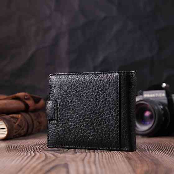 Мужской бумажник удобного размера из натуральной кожи ST Leather 22471 Черный Киев