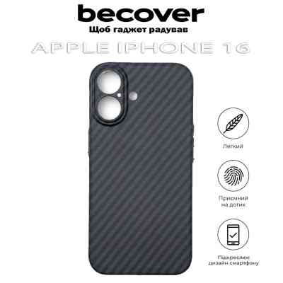 Чехол для мобильного телефона BeCover Carbonite Case (MagSafe) для Apple iPhone 16 Black (712067) Винница