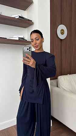 Жіночий стильний повсякденний костюм із віскози Синій, 42/46 Одеса
