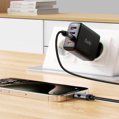 Дата кабель USB-C to USB-C 1.2m 60W digital display C15-03 Black Acefast (6974316283720) Винница - изображение 7