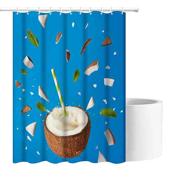 Шторка для ванны из полиэстера водонепроницаемая Bathlux 180x180 см с кольцами, занавеска для ванной комнаты Каменец-Подольский