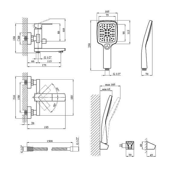 Смеситель для ванны Kroner KRP Edelstahl Kubus - PVD060 Киев