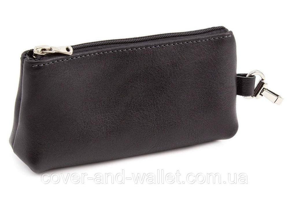 Большая кожаная ключница на два отделения Grande Pelle Borsetta (черная) Киев - изображение 7