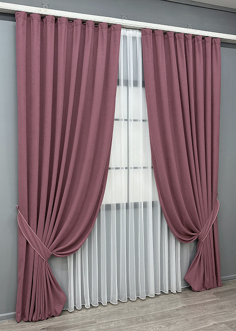 Комплект готових штор VR-Textil Мікровелюр Petek № 1490ш Рожевий 200х290 см 2 шт (32-529) Київ - фото 3