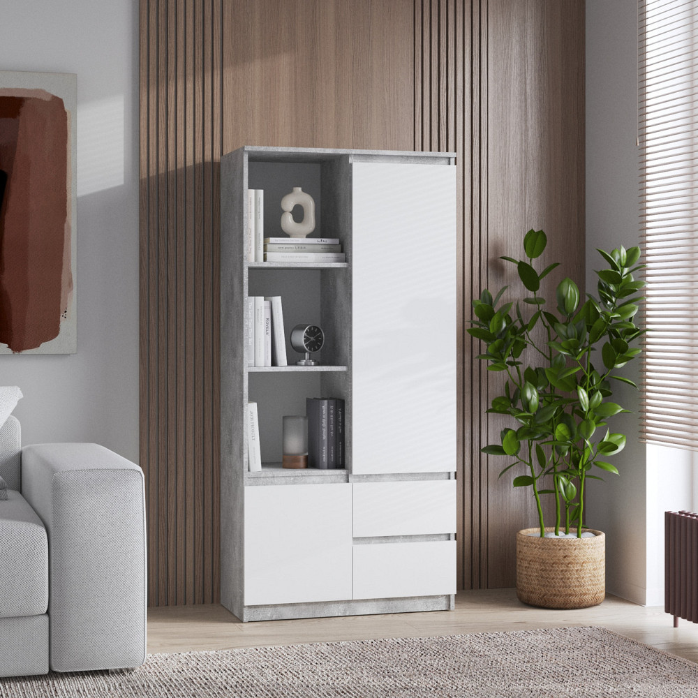 Шафа для книг VAYS R-26, пенал з полицями та шухлядами, ЛДСП, 80×40×170 см - для дому, офісу, вітальні Львів - фото 8