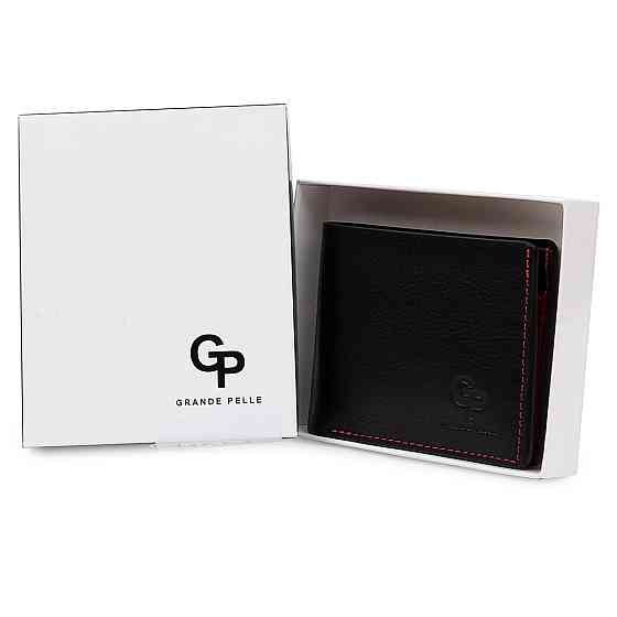 Кожаное стильное портмоне Черный (GRANDE PELLE) Киев