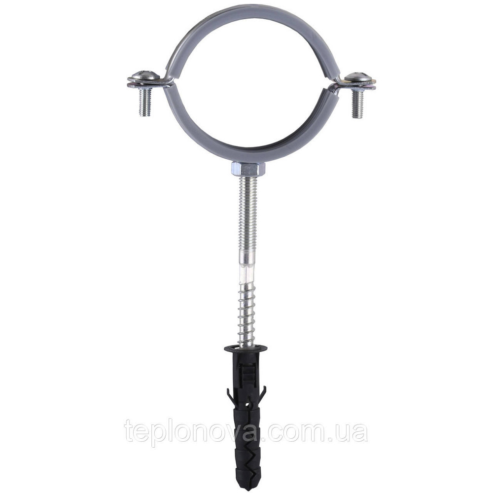 Хомут у зборі CR 2" (59-65 мм) з гвинтом-шурупом 8*100 і дюбелем у уп., сірий Чернівці - фото 1