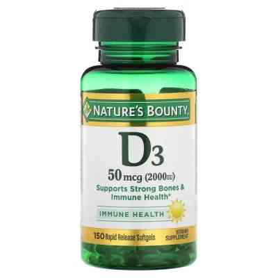 Вітамін Nature&apos;s Bounty Вітамін D3 швидкого вивільнення, 2000 МО, 50 мкг, Vitamin D, 150 (NRT-17621) Вінниця