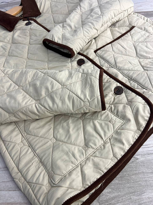 Куртка жіноча Lady Yep 9090 сорочка оверсайз стьобана демісезонна на гудзиках комбінована з вельветом бежева, бежевий, M Київ - фото 17