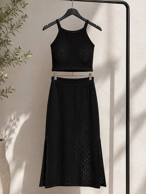 Костюм женский MINITAS 2468 ажурный с майкой и длинной юбкой макси one size черный, черный, one size Киев - изображение 17