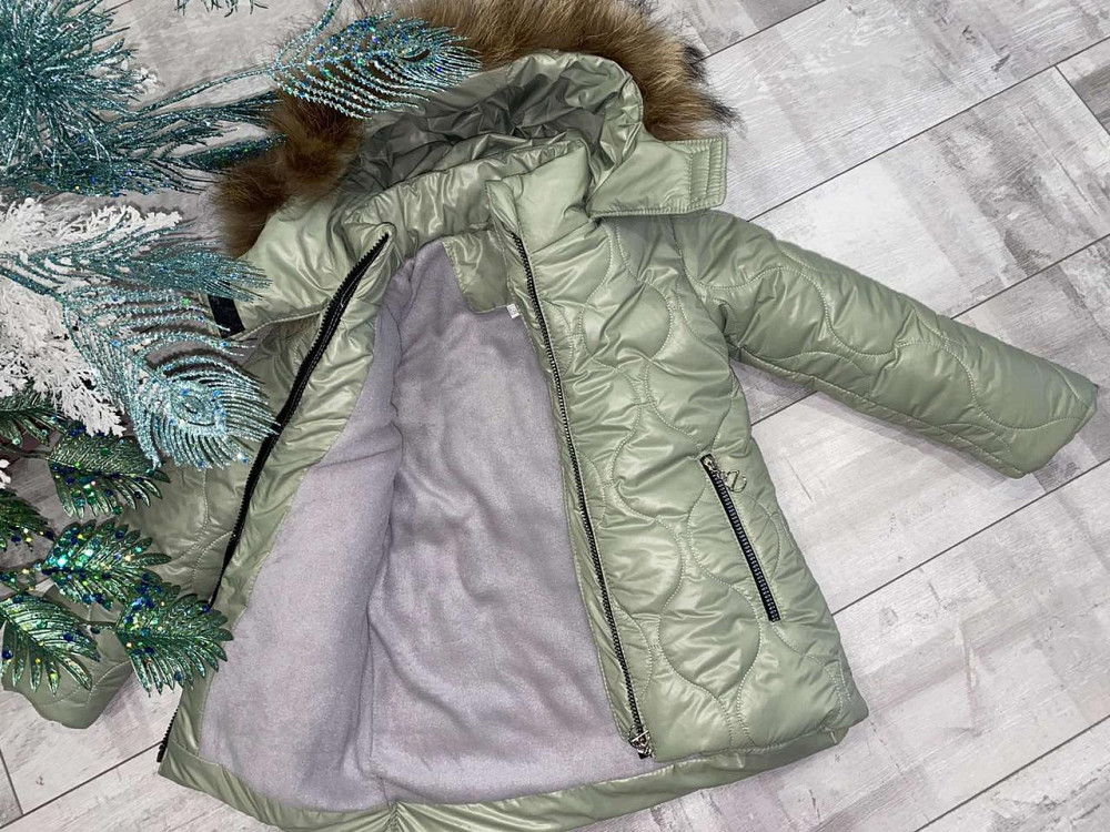 Зимова куртка на дівчинку в зеленому кольорі 140 Миколаїв - фото 2