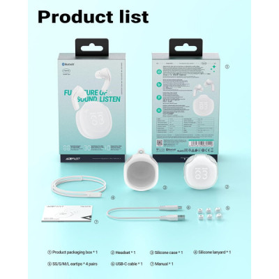Наушники Acefast T9 Porcelain White (6974316282549) Винница - изображение 3