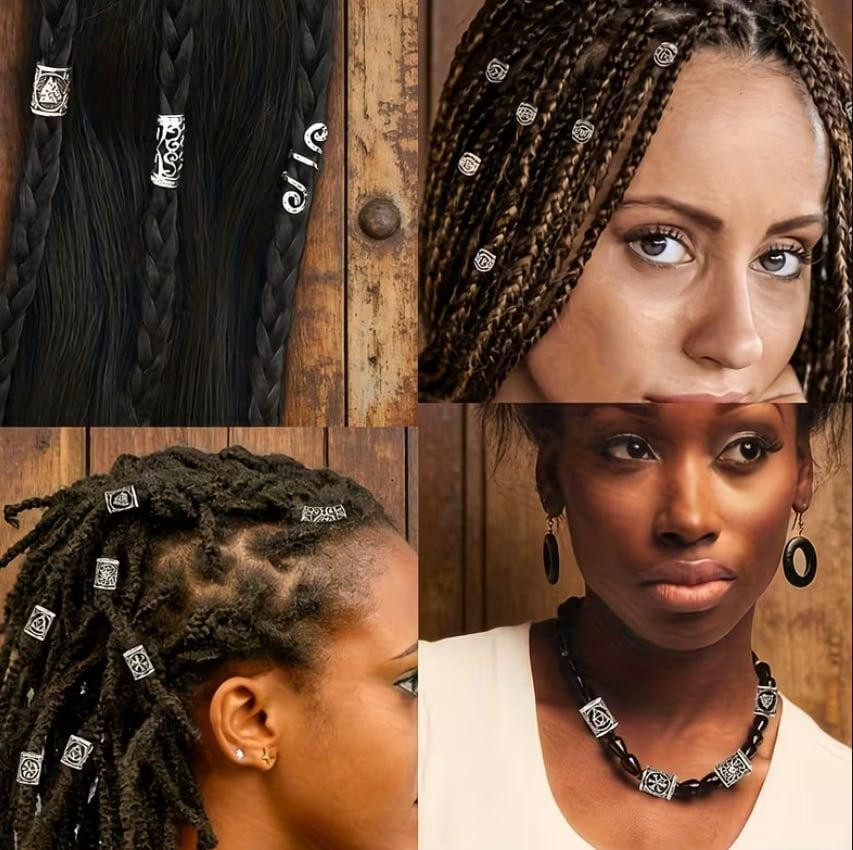 Набір намистин з рунами 80 шт металеві бусини для браслетів кулонів амулетів волосся дредів косичок Київ - фото 4