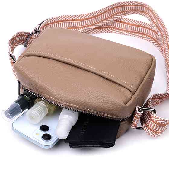 Небольшая сумка на одно отделение для стильных женщин из натуральной кожи Vintage 22604 Бежевая Киев