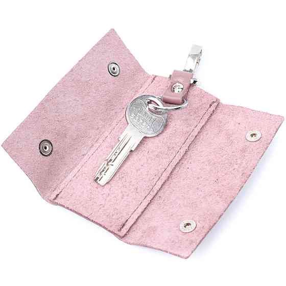 Очаровательная женская кожаная ключница на кнопках GRANDE PELLE 11641 Пудровый Киев