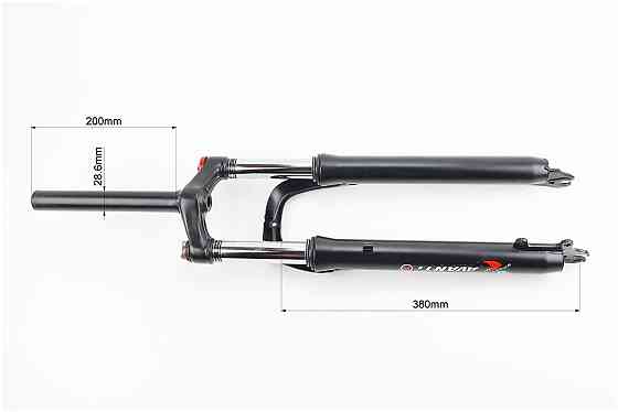 Вилка 27,5" амортизаційна, без різьби 1-1/8" (28,6мм), шток 200мм, з ходом 80мм, Disk-brake, M Lockout, чорна FRK-27 Київ