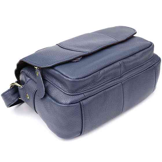 Практична сумка з натуральної шкіри для жінок Vintage 22971 Синій Київ