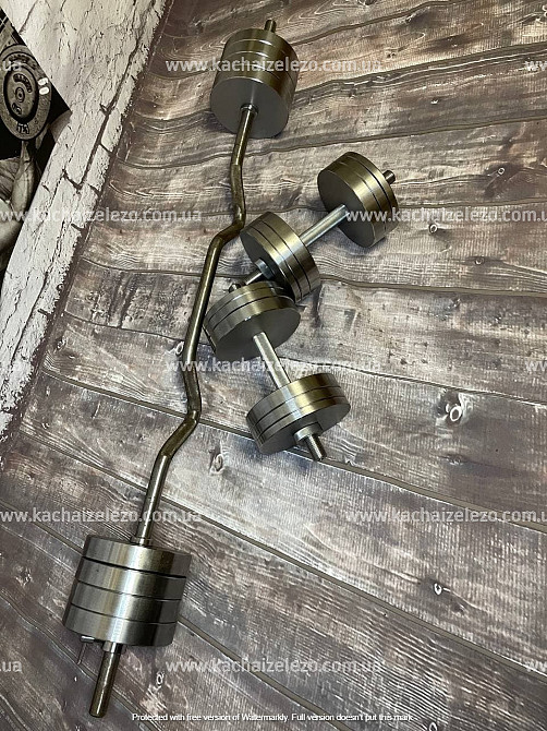 Штанга W-образная + гантели металлические 2 по 36 кг Набор 78 кг Гантели, гири, штанги и диски наборные Киев - изображение 4