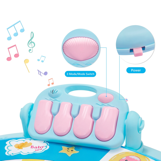 Детский игровой коврик с музыкальным пианино, подвесными игрушками, развивающий коврик для детей, разноцветный Каменец-Подольский