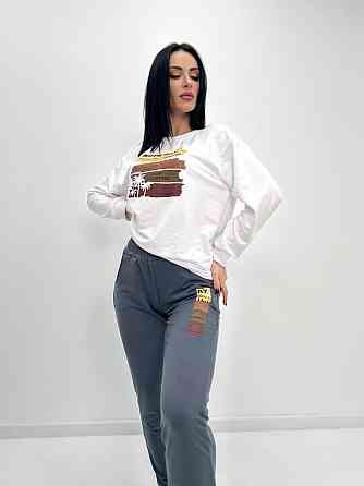 Трикотажный костюм с принтом Nopeday батал 54-56, Белый+графит Киев