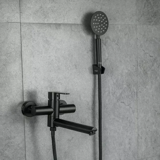 Смеситель для ванны с душевым гарнитуром Frap H801 F32801-6 черный Киев