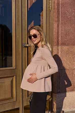 Лонгслив для беременных и кормящих гольф для будущих мам Tallinn L (46) Lullababe бежевый Кривой Рог