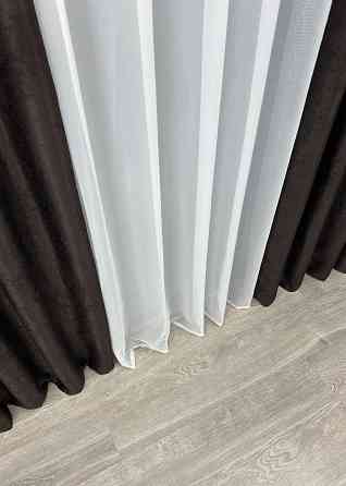 Шторна тканина льон-софт однотонний, колекція "Парма" висота 2,7м колір венге 1087ш Київ