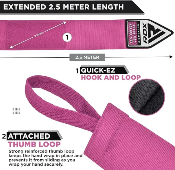 Бинти для боксу RDX Hand Wraps Pink (2.5м.) Каменское