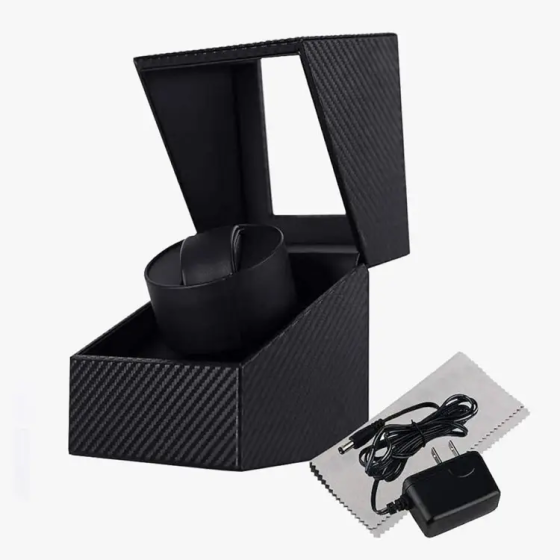 Скринька для підзаводу годинника Віндер тайммувер для 1-го годинника (Чорний з чорним 1) Київ