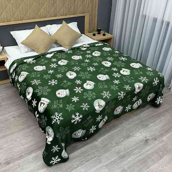 Плед-покривало Decorator WellSoft 150х210 см з різдвяним принтом Зелений (87-169) Київ