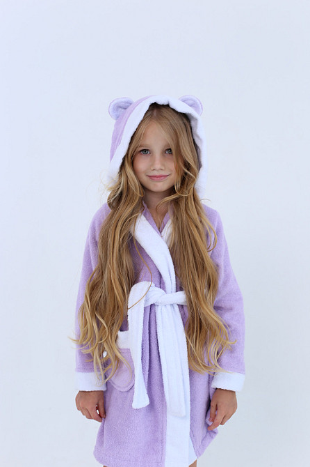 Халат дитячий Ideal Textile махровий з капюшоном Ліловий (56860473) Чернівці - фото 2