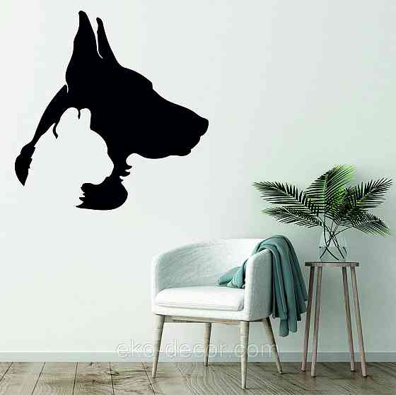Декоративное настенное Панно «Силуэт кот пес», Декор на стену Киев