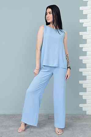 Літній костюм зі штанами палаццо "Stellar" оптом | Норма і батал | Розпродаж моделі Блакитний, 46-48 Київ