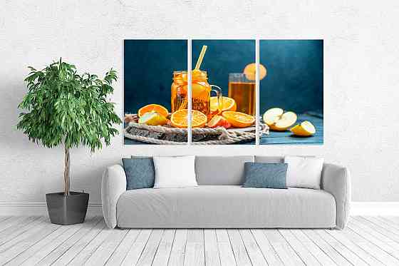 Модульна картина у вітальню/ спальню  Апельсиновий чай    ART-147_3A 100х150 см Київ