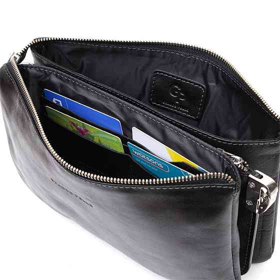 Розкішний жіночий клатч із натуральної шкіри Чорний (GRANDE PELLE) Київ