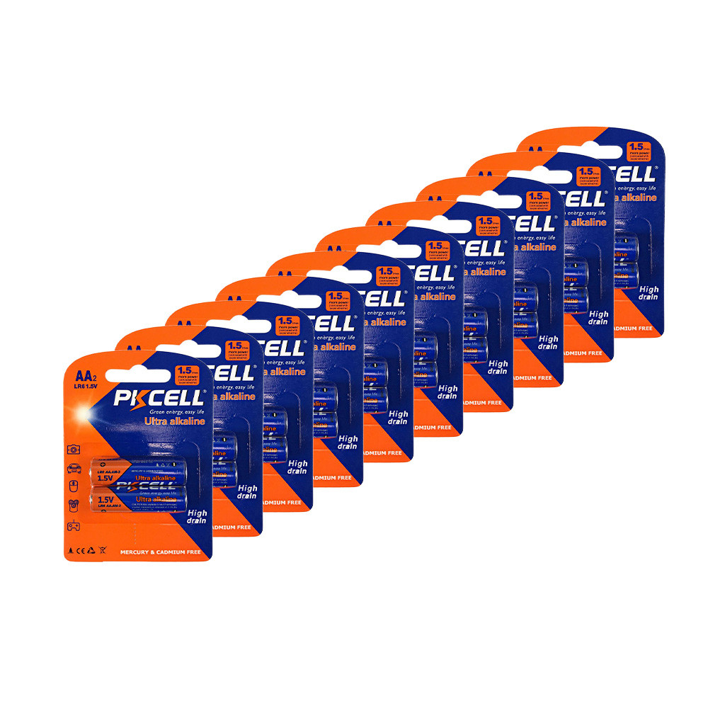Комплект з 20 батарейок PKCELL Ultra Alkaline AA LR6 1.5V по 2шт./блістер Київ - фото 1