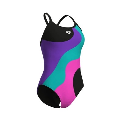 Купальник Arena Multi Slices Swimsuit Lightdro 008094-598 чорний, бузковий, бірюзовий, рожевий 44 (3468337399704) Винница - изображение 4
